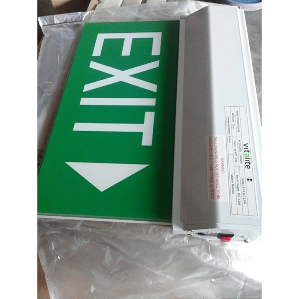 Lampu Emergency EXIT Semi Surface Double Exit Sign White VES 335/STS